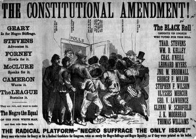 13th = freedom. Abolished slavery RECONSTRUCTION AMENDMENTS 14th = citizenship granted.