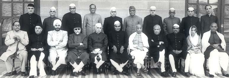 414 THEMES IN INDIAN HISTORY PART III Fig. 15.6 Members of the Interim Government Rajendra Prasad is at the centre, with Jawaharlal Nehru on his right and Sardar Patel on his left.