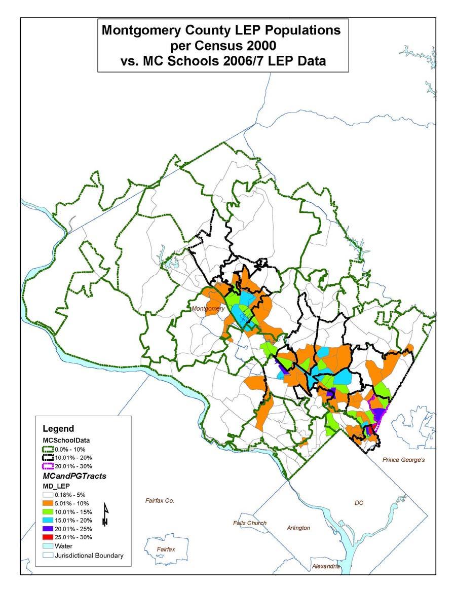 Figure 9 Montgomery County LEP Populations per Census