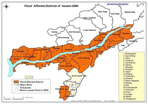 Assam The state of Assam is experiencing it s first phase of floods due to the incessant rains since last week of June over Assam and the neighboring country Bhutan and states of Arunachal Pradesh,