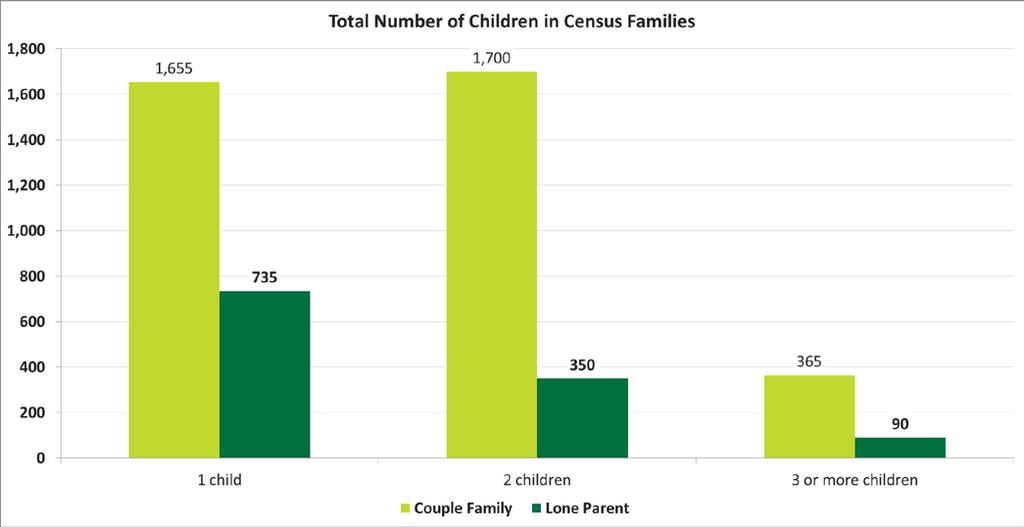 Release 5 Families, Household and Marital Status Total Number of Children in Census Families Quick Facts Families in Conception Bay South are largely comprised of couple families with one or two