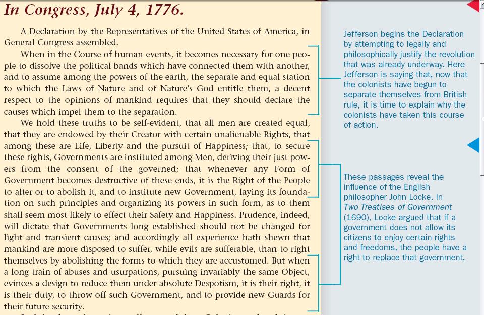 The Declaration of Independence & Influences from the Enlightenment The Declaration of Independence used