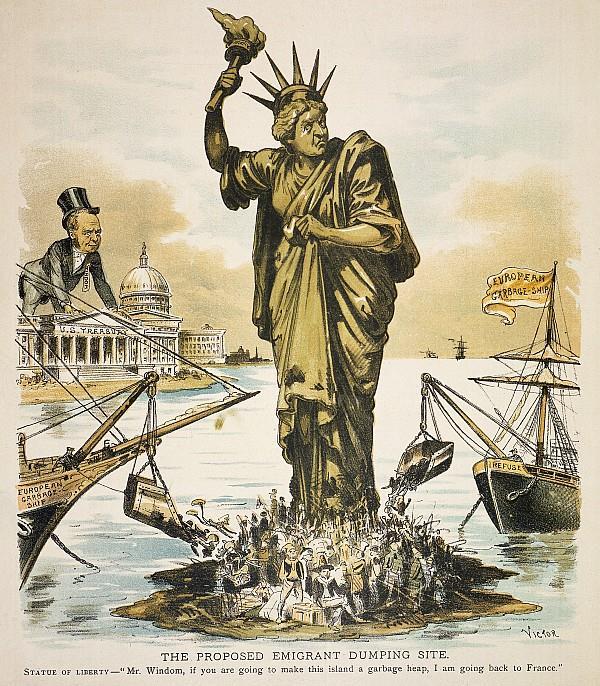 Interpreting Documents Gilded Age Immigration Source: A Victor Cartoon, showing Windom, Secretary of the Treasury, who in 1890 proposed to turn the island at the base of the Statue of Liberty into a