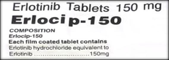 P2) clearly shows the composition of the tablets manufactured by the Defendant have the Active Pharmaceutical Ingredient (API), Erlotinib Hydrochloride. d.