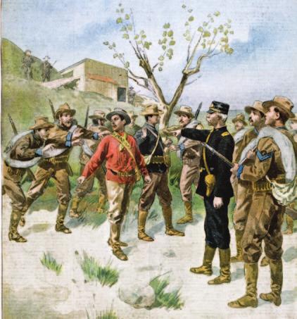 This 1901 illustration shows the capture of Filipino rebel leader, Emilio Aguinaldo. Reading Check Summarize What areas did the United States control as a result of the war?