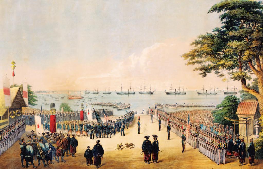 Perry Arrives in Japan Connect to the Arts This painting from 1854 shows Commodore Perry landing at Yokohama, Japan.