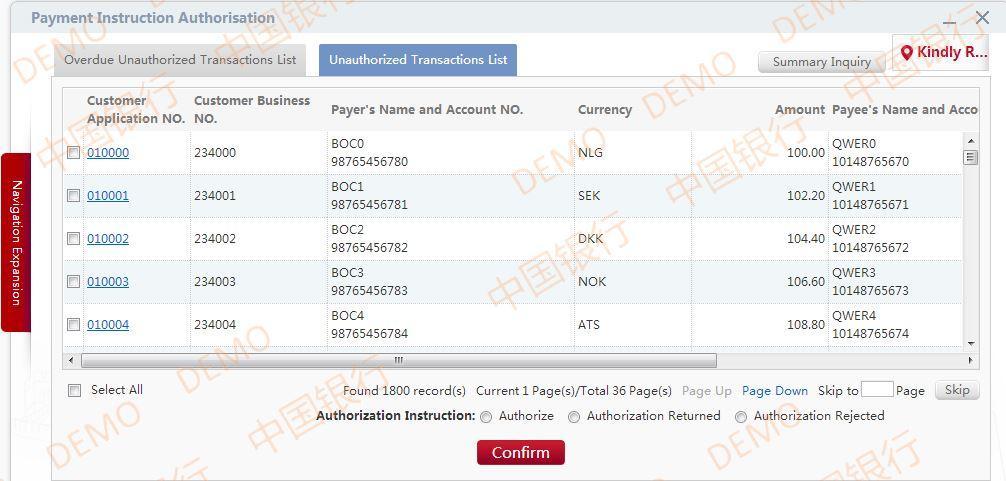 Batch Remittance Results The authorization of batch remittances is the same as authorization for single remittances.