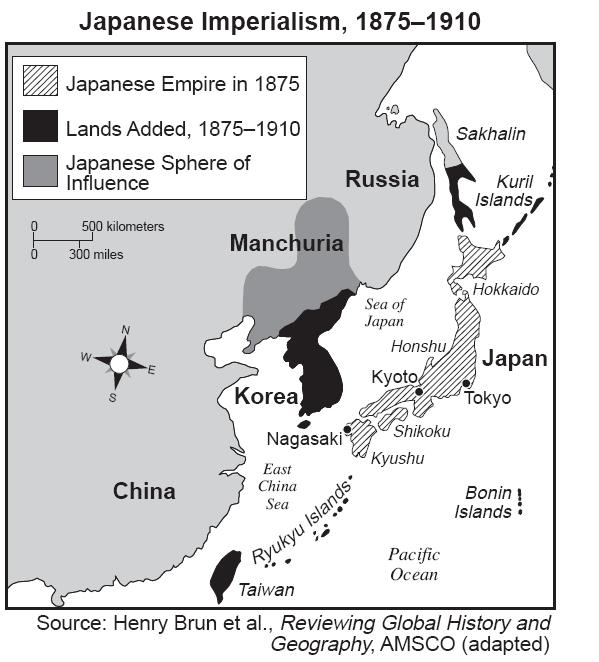What was a basic cause of the political changes shown on this map? (1) Russia and Japan formed an alliance. (2) Korea defeated Japan in the Sino-Japanese War.