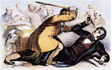 Brooks Attacks Sumner Senator Charles Sumner of Massachusetts criticized pro-slavery people in Kansas and personally insulted Andrew Pickens Butler,