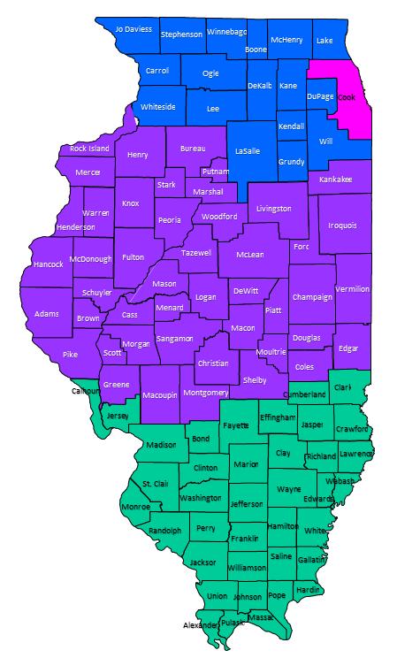 Illinois Regional Map Northern Region