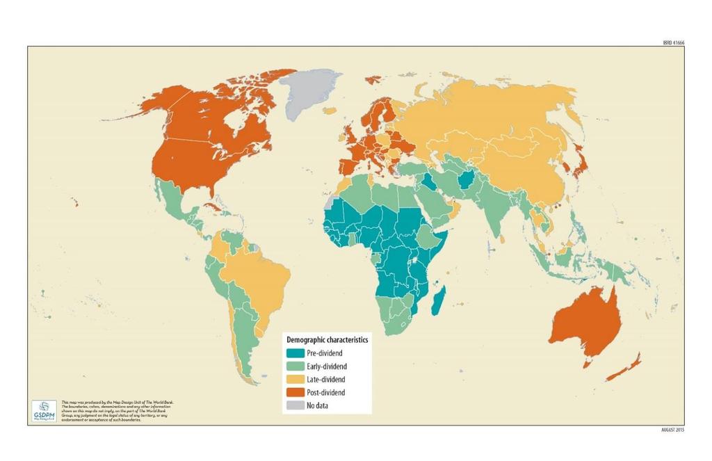 Map 1 World through the lens of the demographic typology Source: World Bank (2015).