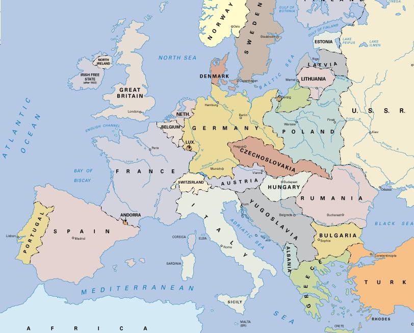 Political Map of Europe in 1919, after Treaty of Versailles Czechoslovakia, 1919-1945 Czechs