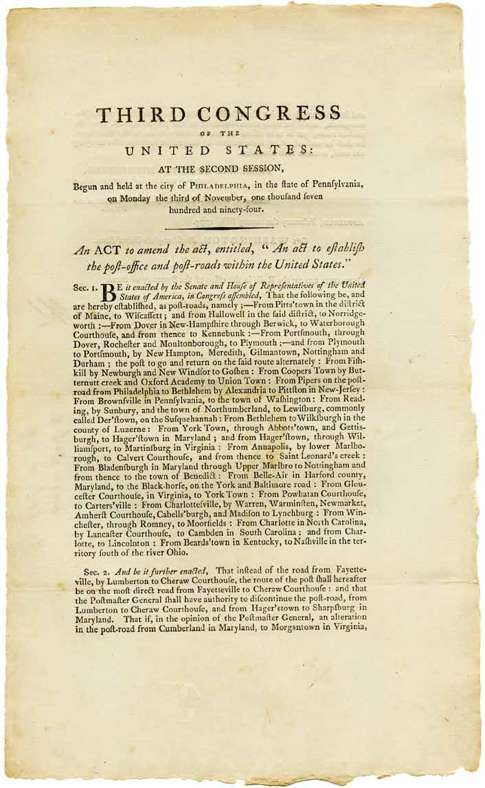 Approved, February the twenty fifth, 1795, and signed in print by Speaker of the House Augustus Muhlenberg, President of the Senate Pro Tempore Henry Tazewell, and President George Washington.