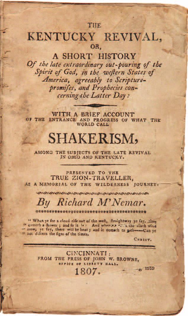 AMERICA...WITH A BRIEF ACCOUNT OF THE ENTRANCE AND PROGRESS OF WHAT THE WORLD CALL SHAKERISM, AMONG THE SUBJECTS OF THE LATE REVIVAL IN OHIO AND KENTUCKY... Cincinnati: From the press of John W.