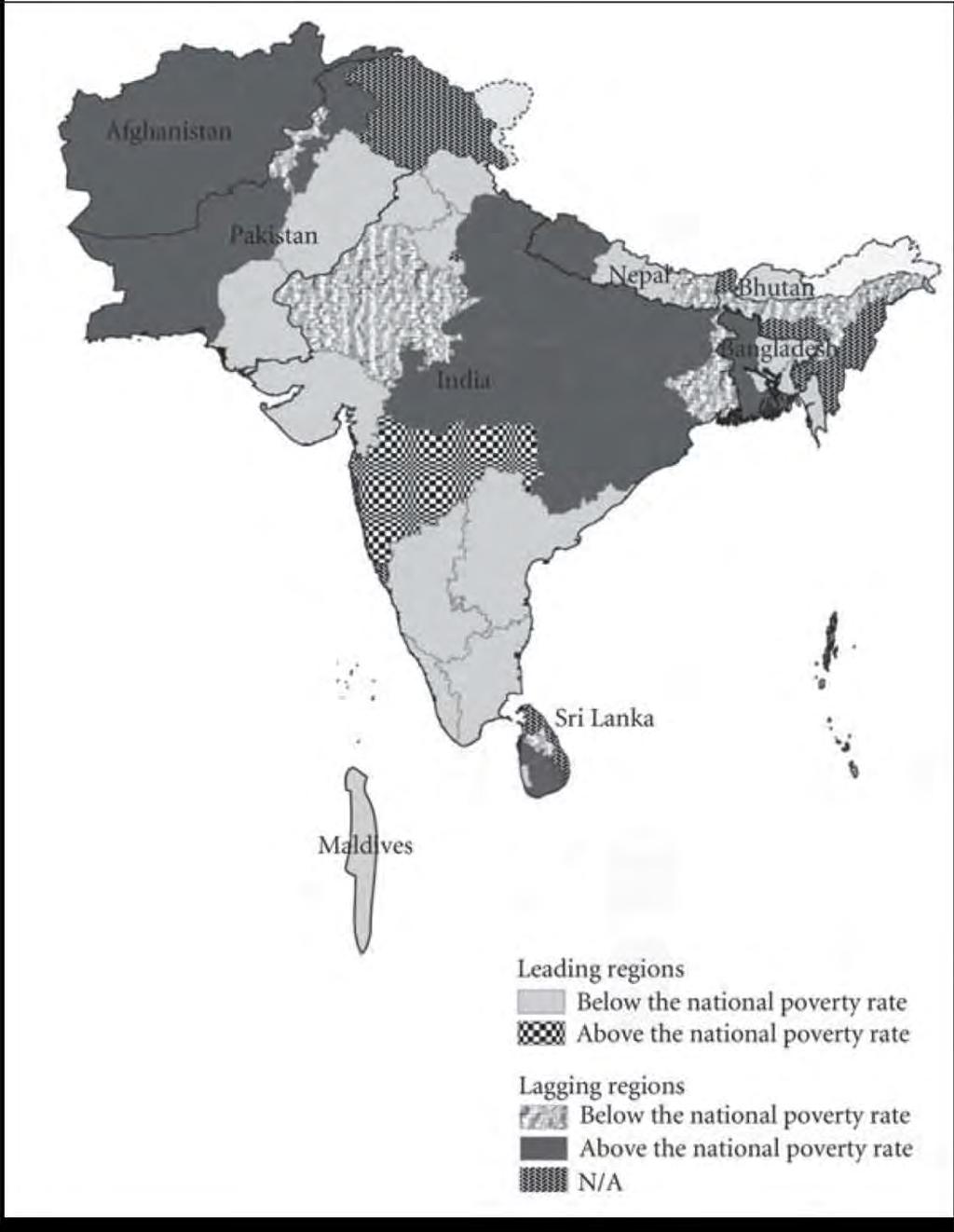 140 Map 7.1: Distribution of Poverty by Leading and Lagging Regions in South Asia Source: Ahmed and Ghani (2008) Notes (a) Afghanistan, Bhutan, and Maldives show national poverty rates.