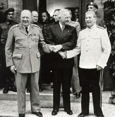 The Atomic Bombs July 1945 Potsdam Conference Near Berlin Truman, Stalin, and Clement Atlee (new British