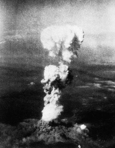 The Atomic Bombs August 6, 1945 Hiroshima One bomber (Enola Gay) dropped the bomb (Little Boy) Fission using