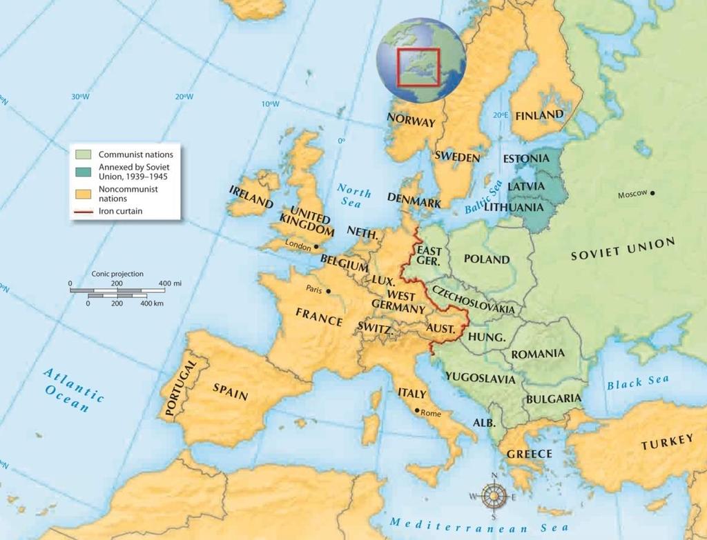 The nations of Eastern Europe and the eastern part of Germany became satellite states of