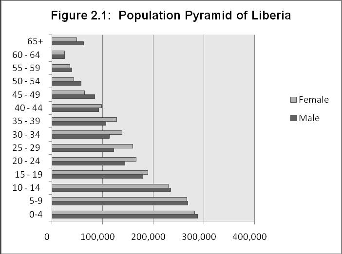 It was also observed that about 54 percent of all households in Liberia had at least five persons.