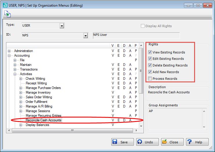 Summary Tab Abila MIP Fund Accounting TM To reset Security, select Security > Set Up Organization Menus. Select a Type. Expand the choices for Accounting by clicking the plus (+) next to that group.