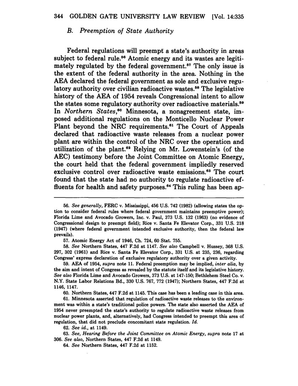 Golden Gate University Law Review, Vol. 14, Iss. 2 [1984], Art. 5 344 GOLDEN GATE UNIVERSITY LAW REVIEW [Vol. 14:335 B.