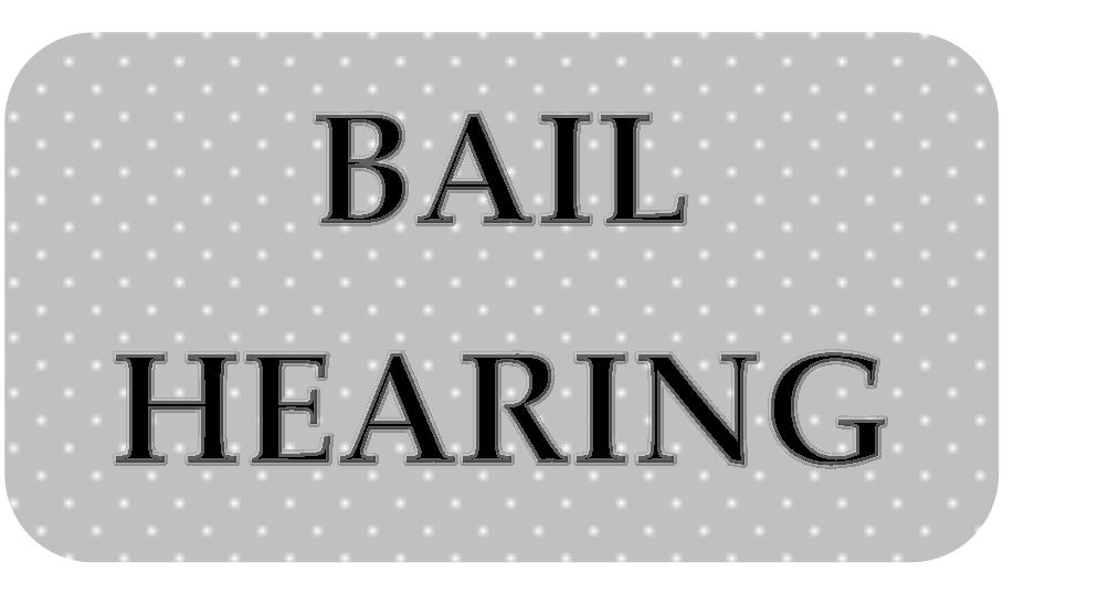 The only decision made at a bail hearing is whether you will stay in jail un0l your trial. If you don t have a bail hearing, the first 0me you go to court will be for a set date.