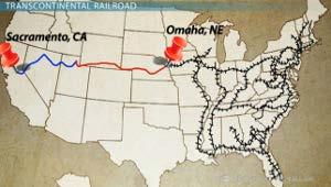 Railroads Railroad lines short before 1850s 1860s = expansion Gold Rush increased demand for travel west Want easier and faster way to move goods Transcontinental Railroad= coast to coast Challenges:
