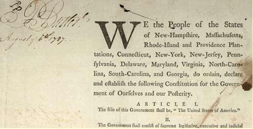 G. Preamble to the Constitution Draft printed in August 1787, for revision. Owned by Pierce Butler, delegate from South Carolina.