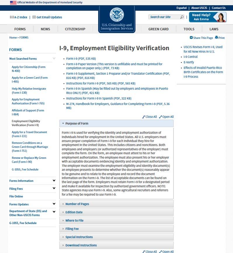New Form I-9 Features https://www.uscis.