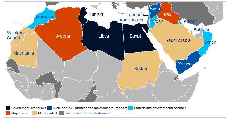 The Arab Spring After Tunisia As of October 2011, 17 nations have seen