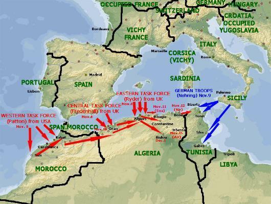 cities From North Africa to Italy Operation Torch