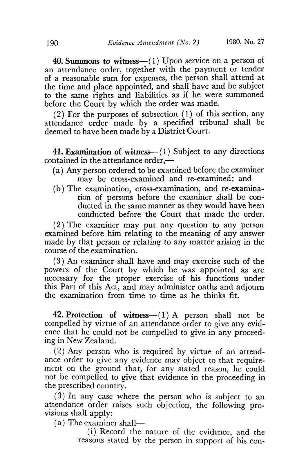 190 Evidence Amendment (No. 2) 1980, No. 27 40.