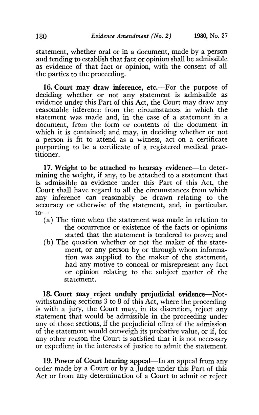 180 Evidence Amendment (No. 2) 1980, No.