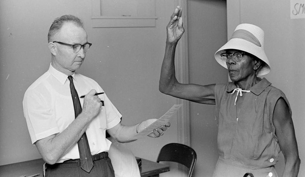 Voter registration following the passage of the Voting Rights Act of 1965. Photo credit: Mississippi Department of Archives and History.