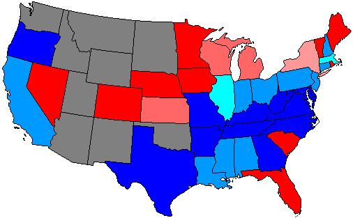 Election of 1874 Blue=Democrats