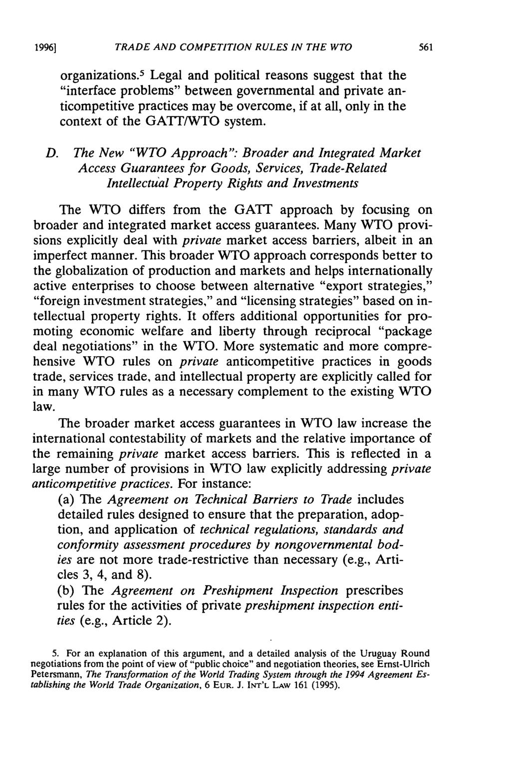 19961 TRADE AND COMPETITION RULES IN THE WTO organizations.