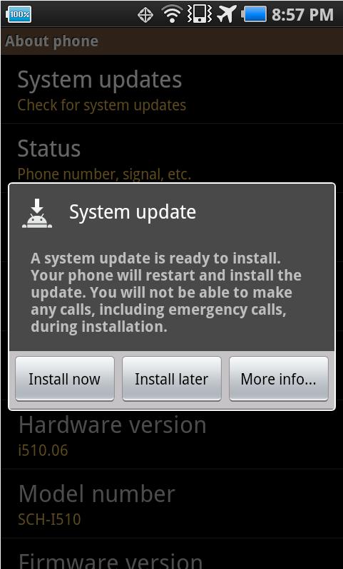 Some devices may display a System update