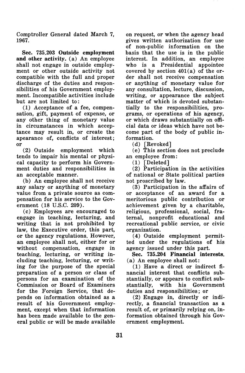 Comptroller General dated March 7, 1967. Sec. 735.