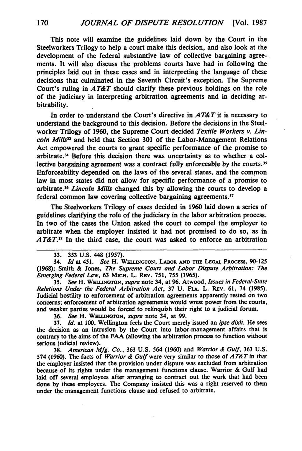 Journal of Dispute Resolution, Vol. 1987, Iss. [1987], Art. 13 170 JOURNAL OF DISPUTE RESOLUTION [Vol.