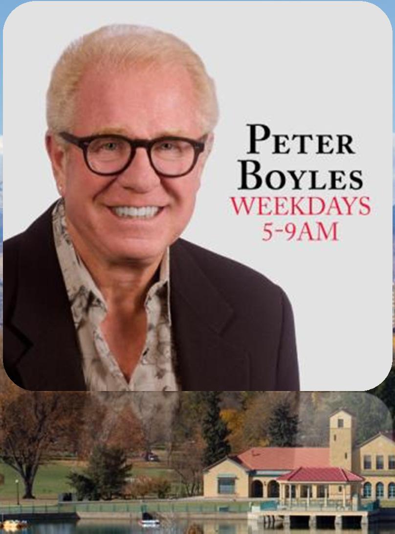 Peter Boyles: The Voice of the People Live and Local The one the only longtime Denver radio personality Peter Boyles can be heard on 710 KNUS Monday-Friday from 5a-9a giving
