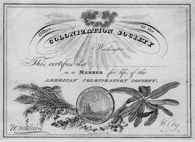 American Colonization Society American Colonization Society formed in 1816 by Charles Fenton Mercer of VA Robert