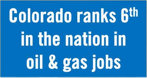 Key statistics for the COLORADO OIL & GAS INDUSTRY COLORADO INDUSTRY FAST FACTS 3 percent of all oil and gas jobs nationwide are located in Colorado 2.