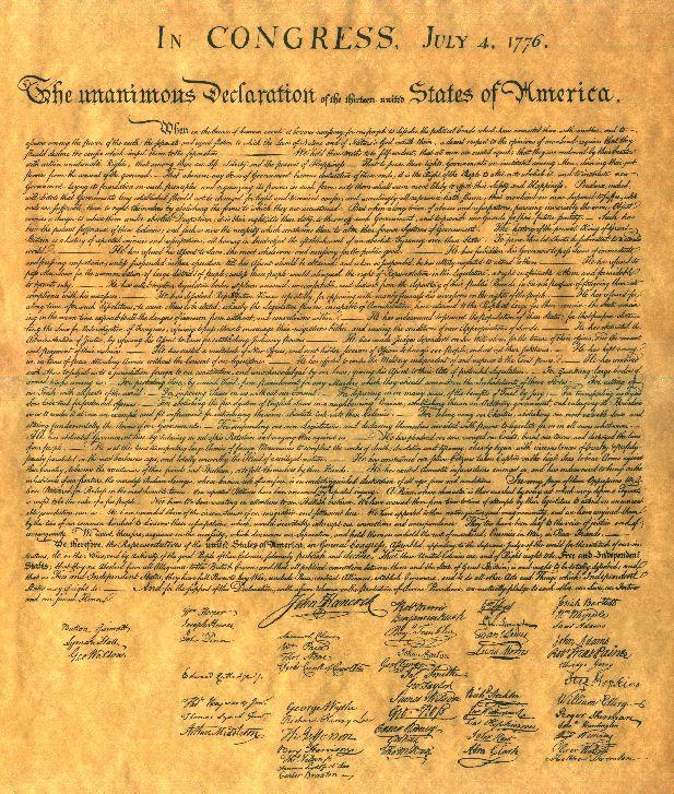 12.6 The Declaration of Independence (We) solemnly publish and declare, That these United Colonies are, and of right ought to be Free and Independent States; that they