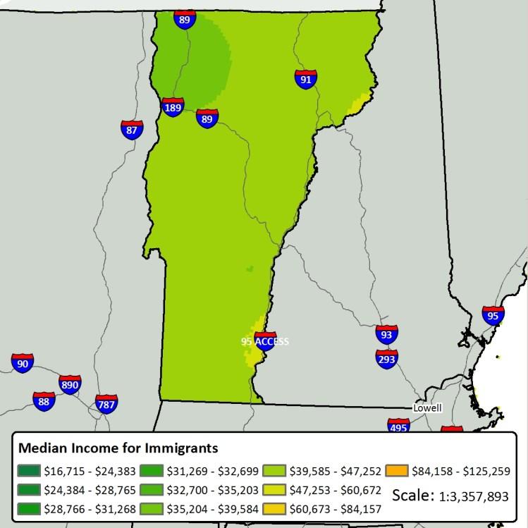 Note that the highest immigrant incomes in New Jersey are in the northern half of the state. 5.