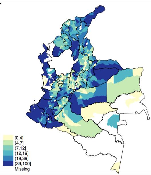 Models of Political Capture The Lack of Formal Land Titles in Colombia Proportion of
