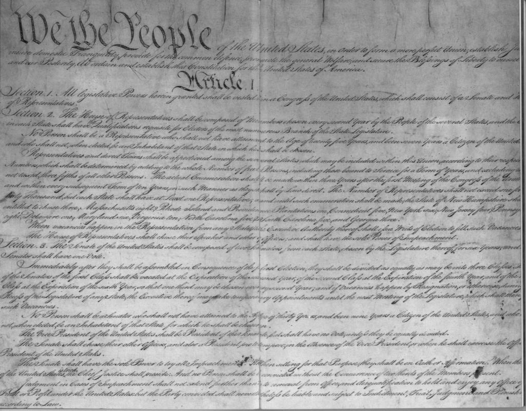 The Constitution Set of basic laws on how USA is to be governed was written in 1787 We the