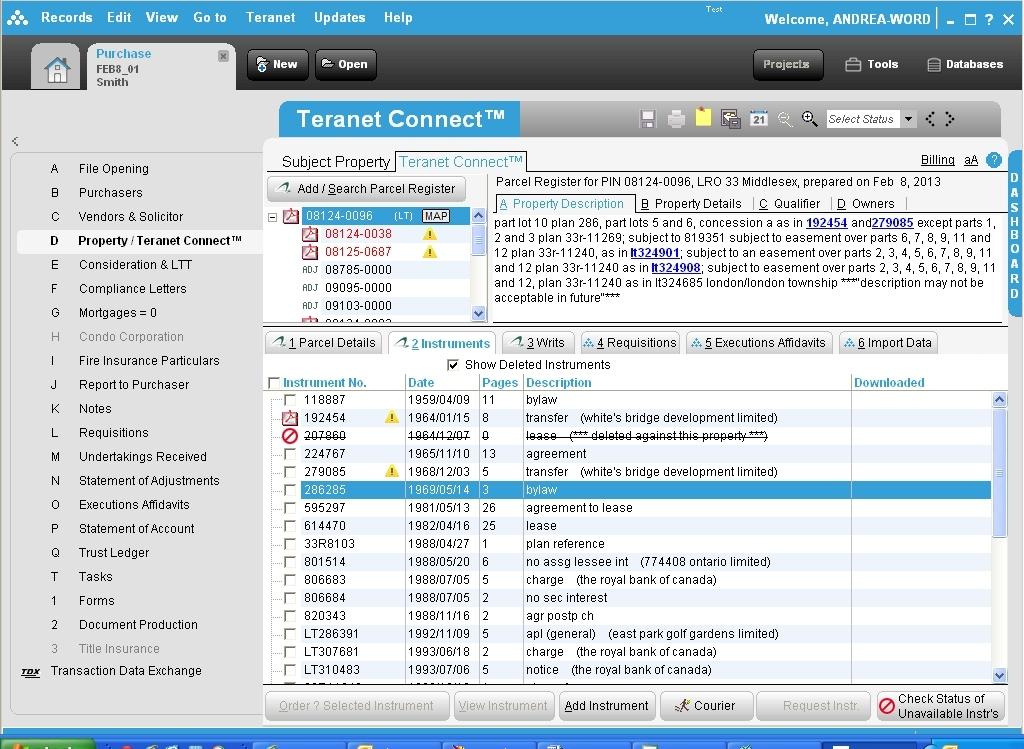 Teranet Connect 6. Ordering Instruments Click plans.