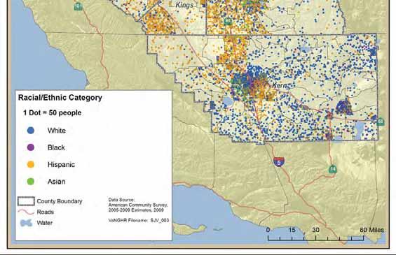 0% of the population was foreign born. Several census tracts in the western portions of Kern, Fresno and Tulare counties are more than 90% Hispanic.