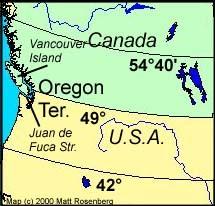 Britain agreed to split Oregon territory with the U.S.