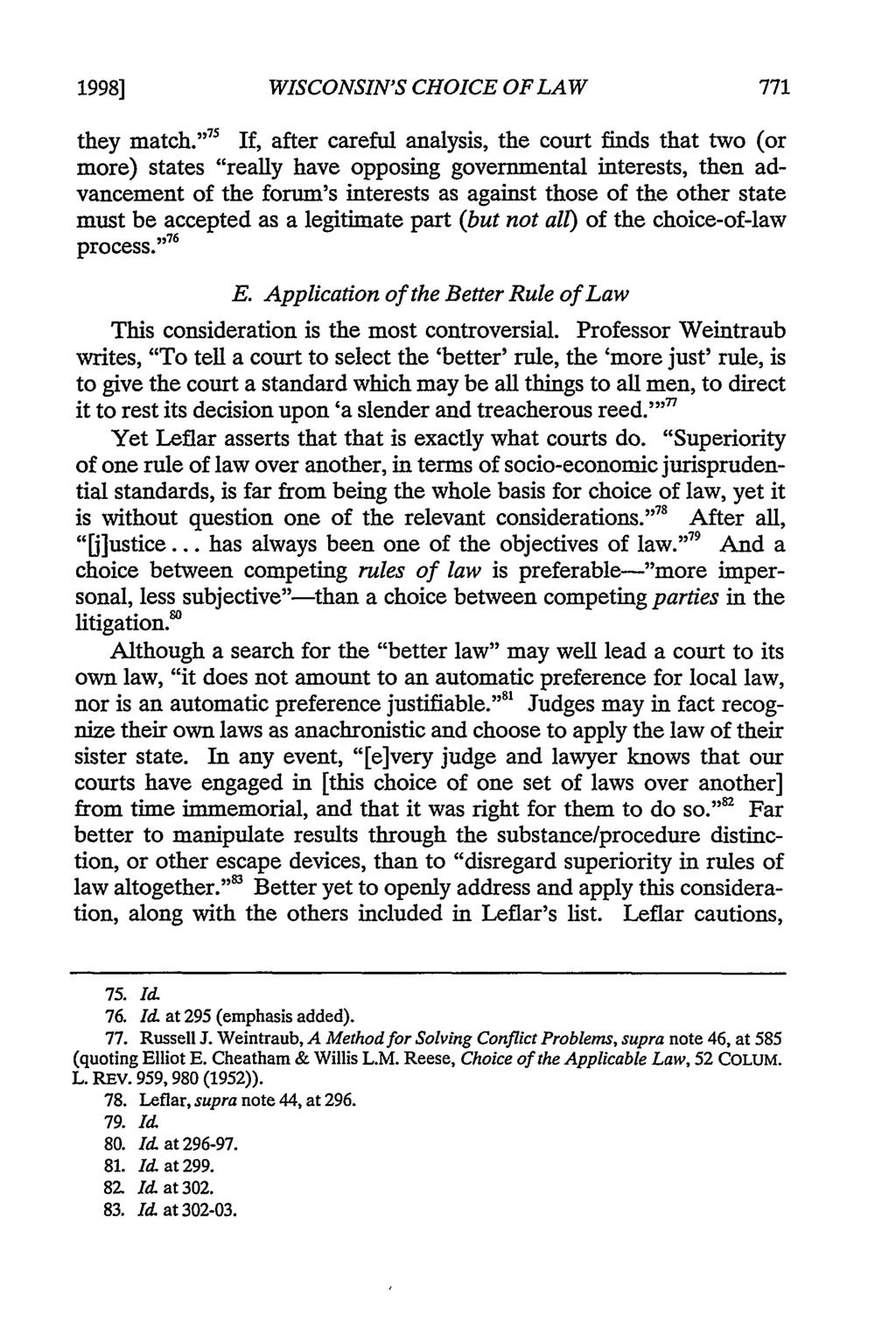 1998] WISCONSIN'S CHOICE OF LAW they match.
